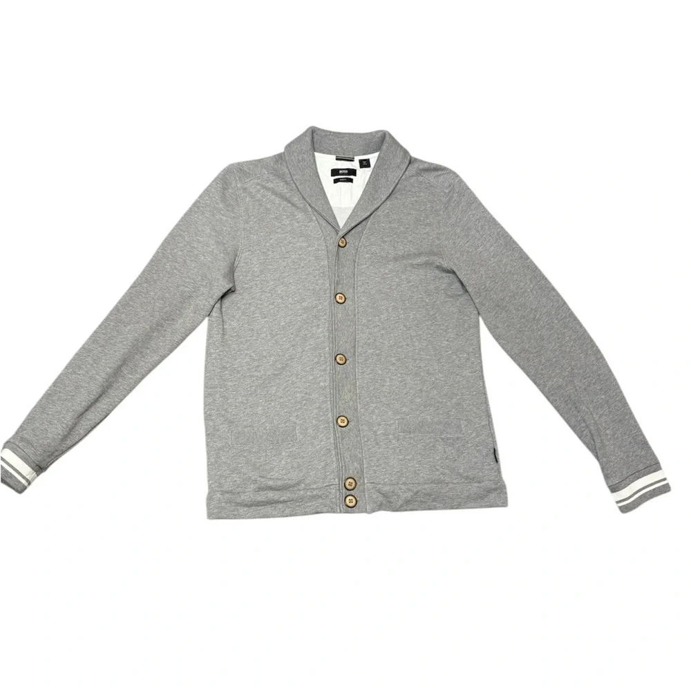 Hugo Boos Gray Button-Up Cardigan